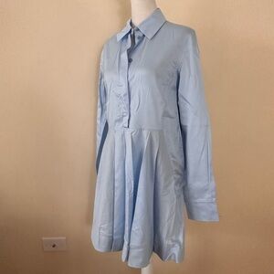 STELLA MCCARTNEY
Long-Sleeve Poplin Mini Shirtdress, Light Blue